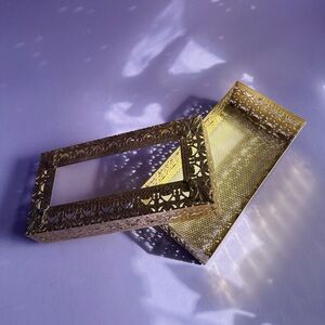 Vintage Ornate Ormolu Gold Metal Decorative Tissue Box Holder